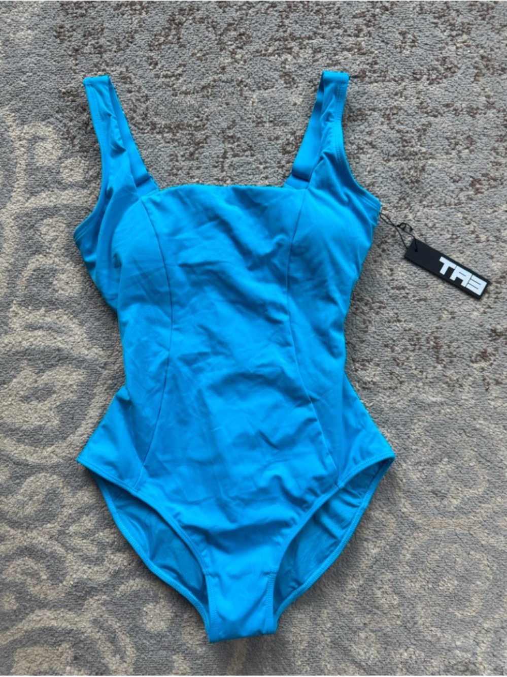 TA3 Squarey Snatched Waist Corset Back Swimsuit Aqua Medium Short